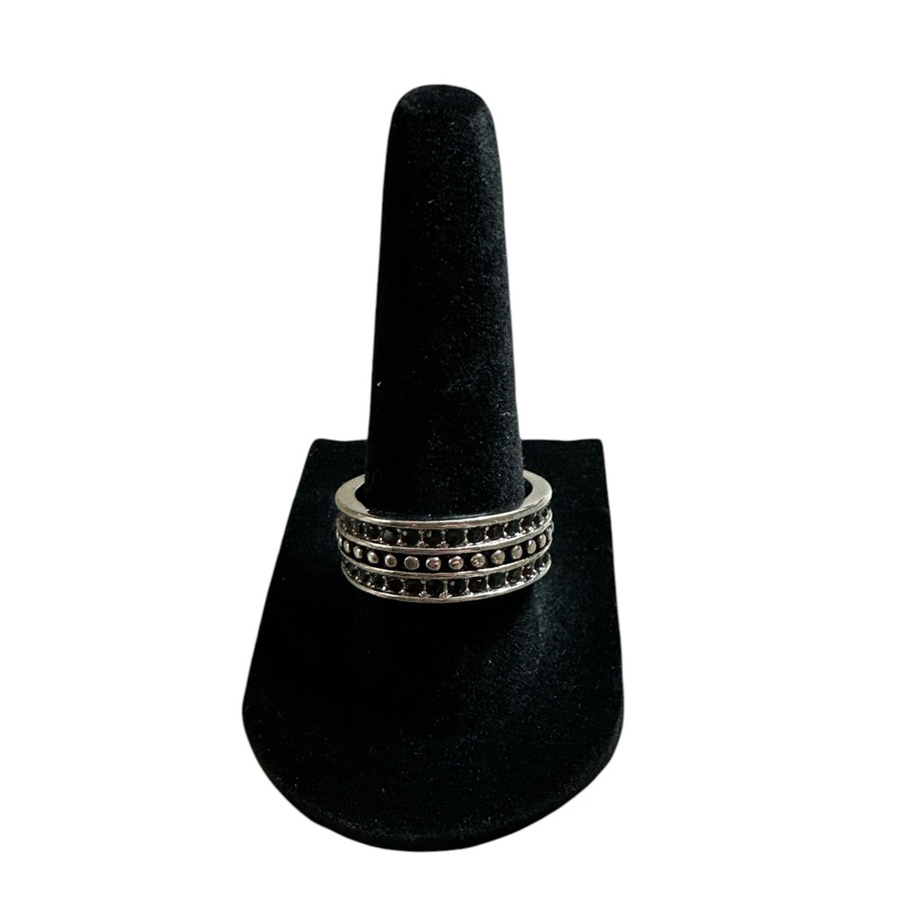 Black Diamond & CZ Ring, Size 9 NEW